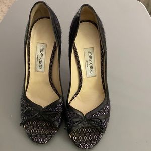 Jimmy Choo peep toe tweed heels. Size 39- US 8-8 1/2.